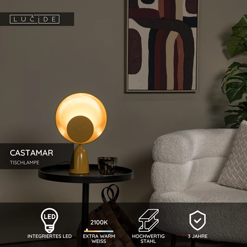 Lucide CASTAMAR - Tischlampe - Ø 25,5 cm - LED - 1x8W 2100K - Ockergelb - USP